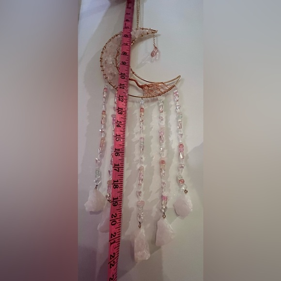 Rose quartz crystal sun catcher wall decor art beaded tree of life rocks pink π - Picture 13 of 13